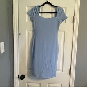 Blue fitted textured dress
